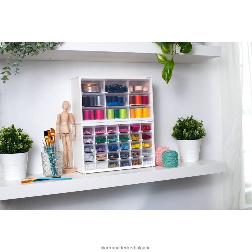 дом и начин на живот бг BLACK+DECKER органайзер за съхранение малък с 30 чекмеджета модулна система за съхранение, лесно подреждаща се един върху друг V8R6ZD124