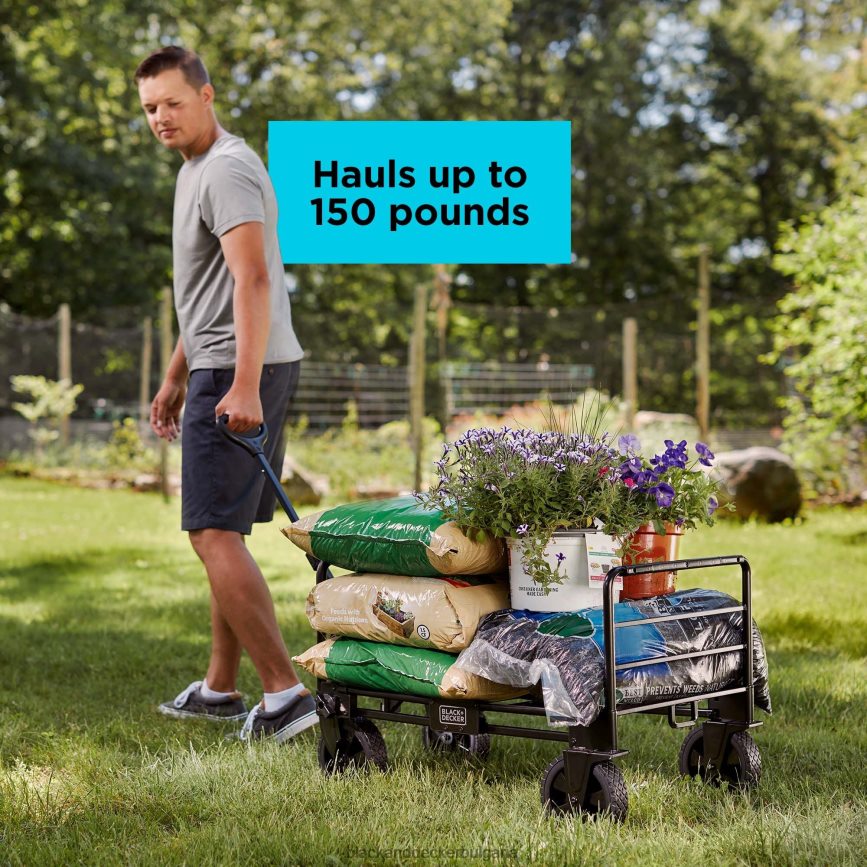 дом и начин на живот бг BLACK+DECKER 3 в 1 сгъваема количка за съхранение универсален ръчен камион издържа до 150 lbs. черен V8R6ZD133