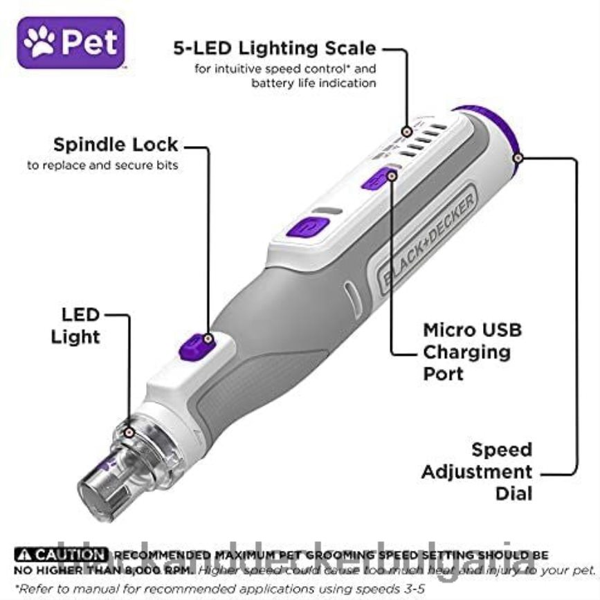 дом и начин на живот бг BLACK+DECKER 8v max въртящ се инструмент тример за нокти за домашни любимци V8R6ZD225