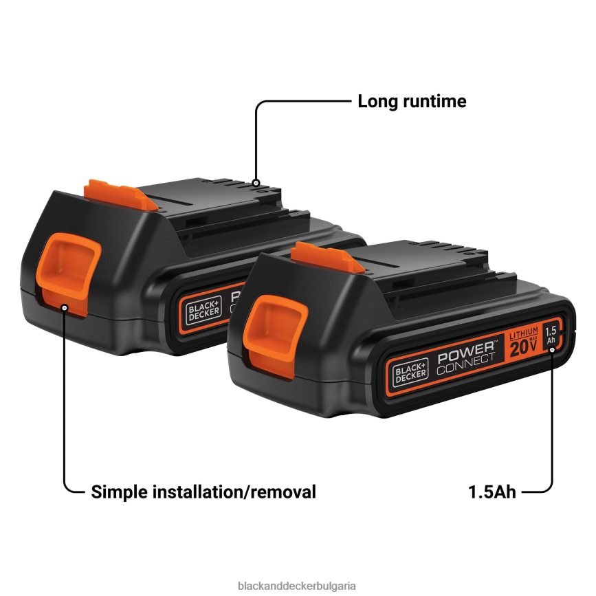 инструменти бг BLACK+DECKER 20v max powerconnect 1.5ah литиево-йонна батерия 2 бр V8R6ZD720