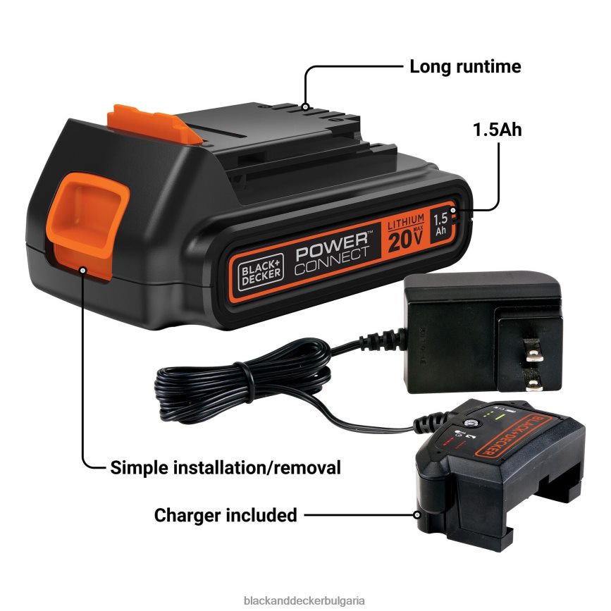 инструменти бг BLACK+DECKER 20v max powerconnect 1.5ah литиево-йонно зарядно устройство за батерии V8R6ZD723