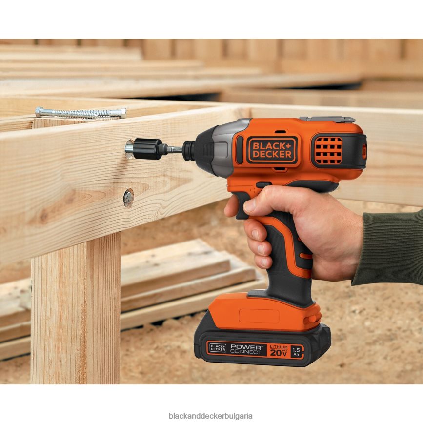инструменти бг BLACK+DECKER 20v макс. захранващ комплект 1/4 инча безжичен ударен винтоверт V8R6ZD538