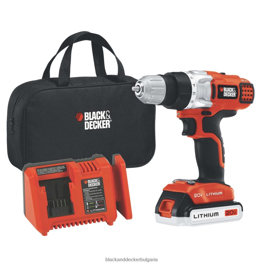 инструменти бг BLACK+DECKER 20v литиева 2-скоростна бормашина/винтоверт с чанта за съхранение бързо зарядно устройство V8R6ZD591