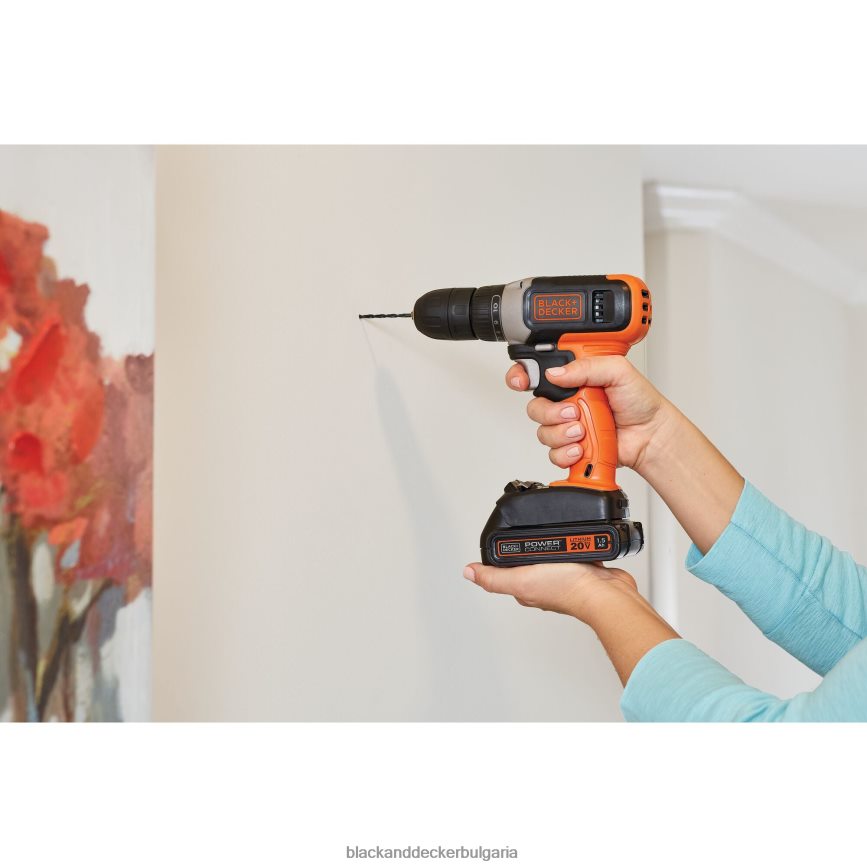 инструменти бг BLACK+DECKER 20v макс. безжичен 3/8 в комплект за завиване на бормашина (1) литиево-йонна батерия със зарядно устройство V8R6ZD520