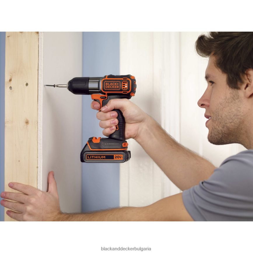инструменти бг BLACK+DECKER 20v макс захранване 3/8 инча безжична бормашина/винтоверт с комплект за автоматично разпознаване V8R6ZD590