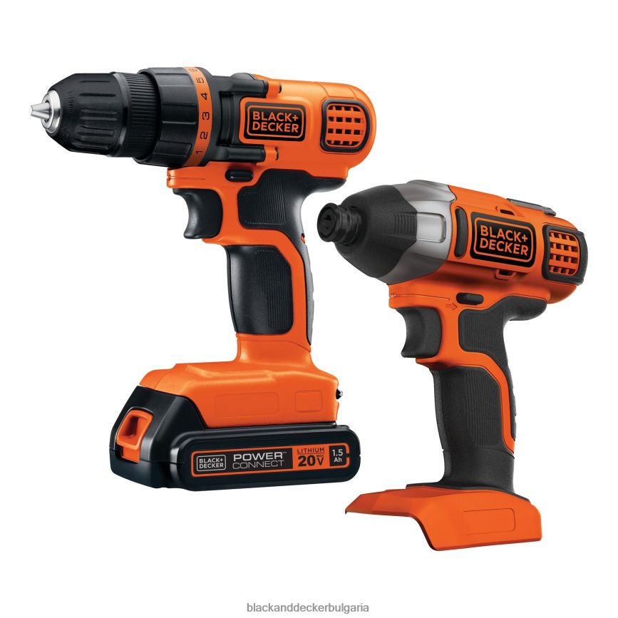 инструменти бг BLACK+DECKER 20v макс. акумулаторна бормашина и комбиниран електроинструмент с ударна винтоверт с батерия и зарядно устройство V8R6ZD540