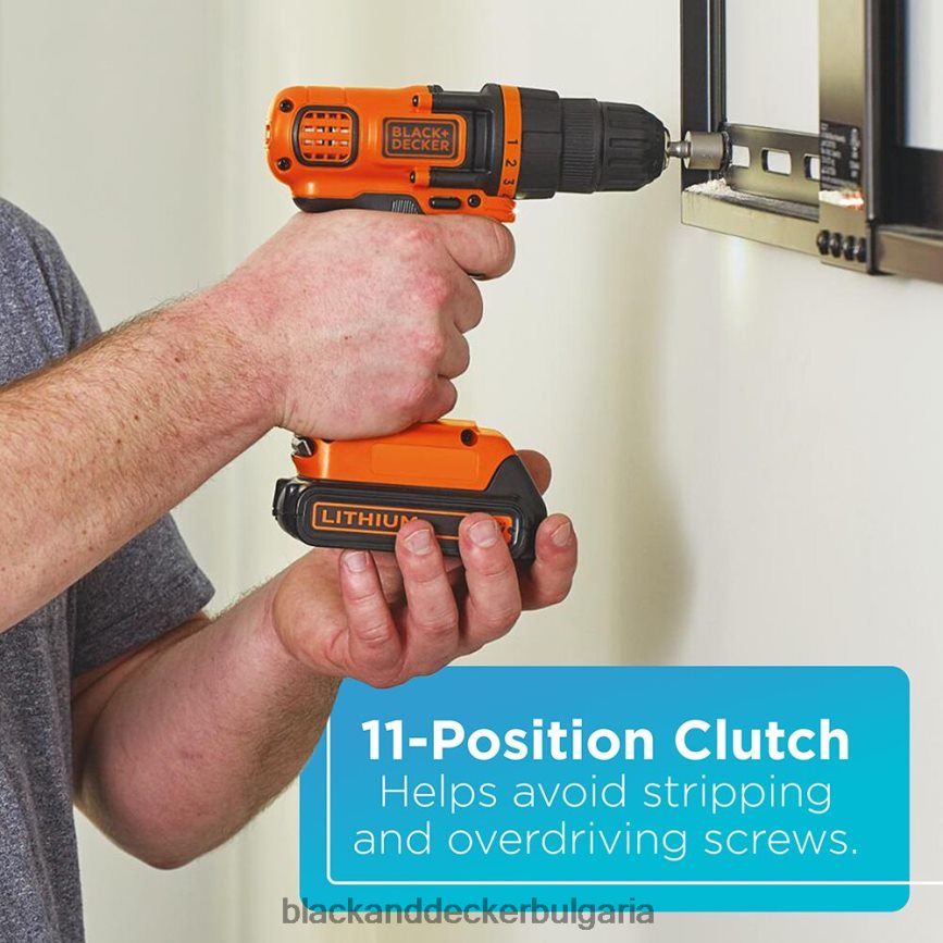 инструменти бг BLACK+DECKER 20v макс. акумулаторна бормашина и комбиниран електроинструмент с ударна винтоверт с батерия и зарядно устройство V8R6ZD540