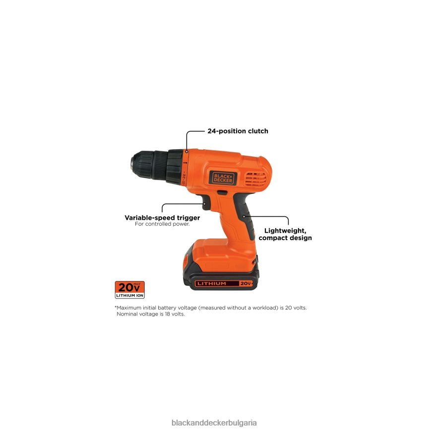 инструменти бг BLACK+DECKER 20v max бормашина и комплект инструменти за дома 34 части V8R6ZD548