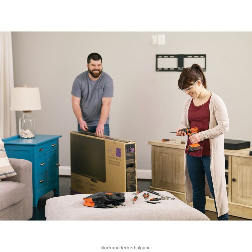 инструменти бг BLACK+DECKER 20v max бормашина и комплект инструменти за дома 68 части V8R6ZD551