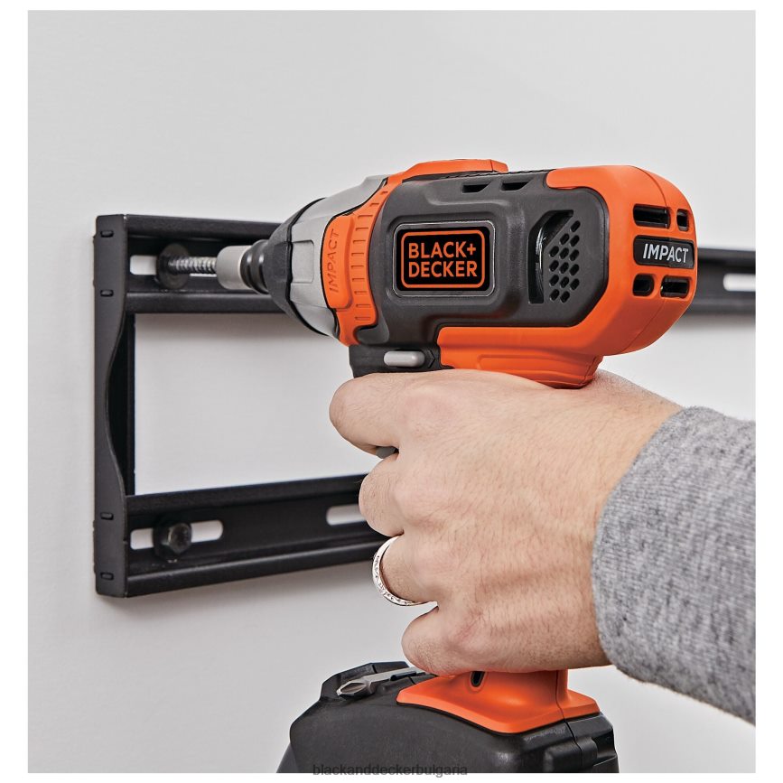 инструменти бг BLACK+DECKER 20v max безжичен ударен винтоверт със зарядно устройство и накрайник за закрепване V8R6ZD535