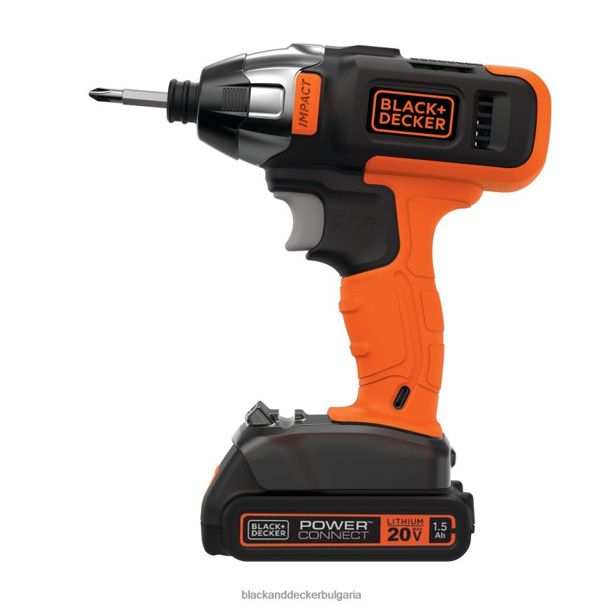инструменти бг BLACK+DECKER 20v max безжичен ударен винтоверт със зарядно устройство и накрайник за закрепване V8R6ZD535