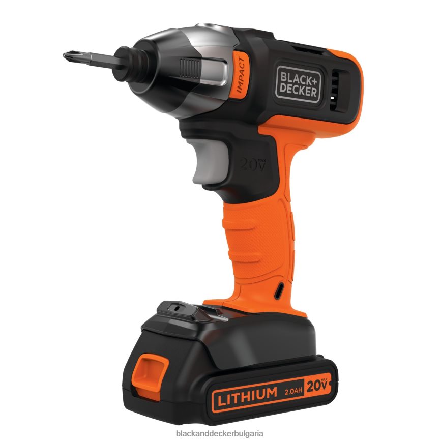 инструменти бг BLACK+DECKER 20v max безжичен ударен винтоверт със зарядно устройство и накрайник за закрепване V8R6ZD535