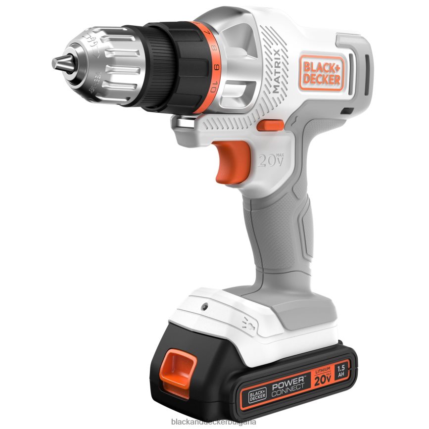 инструменти бг BLACK+DECKER 20v max матричен комплект акумулаторна бормашина/винтоверт бял V8R6ZD585