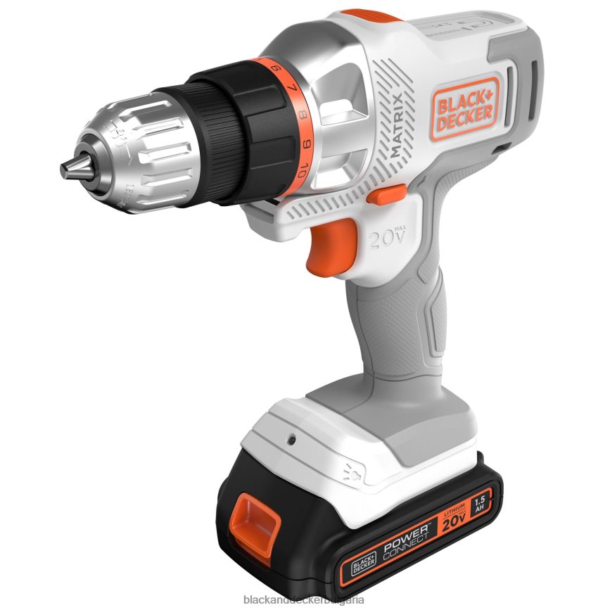 инструменти бг BLACK+DECKER 20v max матричен комплект акумулаторна бормашина/винтоверт бял V8R6ZD585