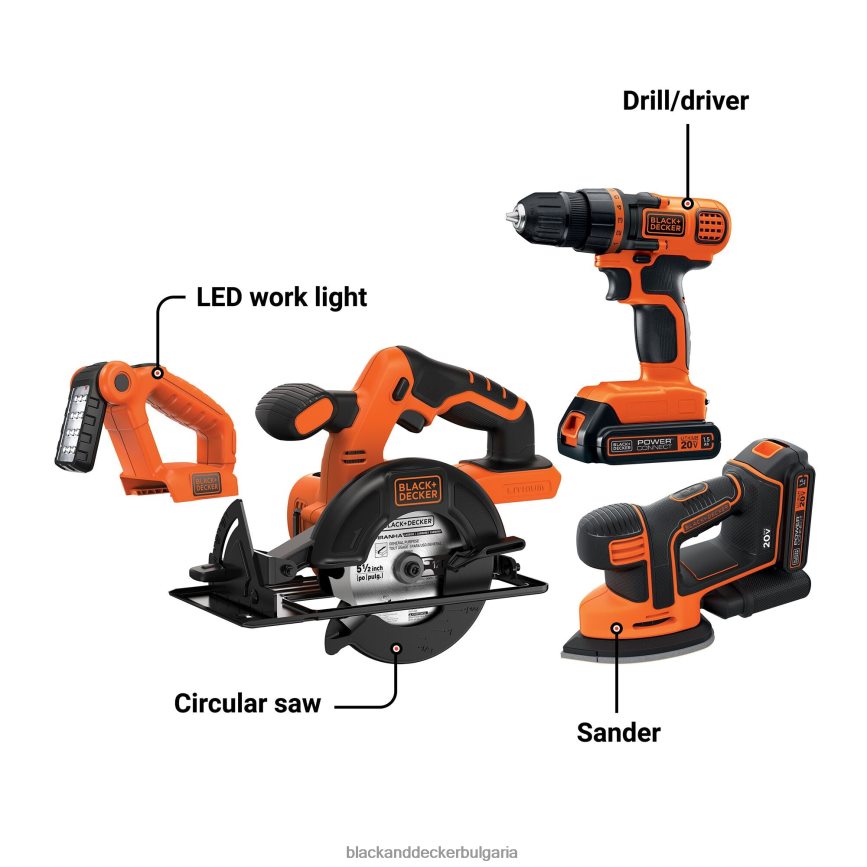 инструменти бг BLACK+DECKER Комбиниран комплект безжична бормашина 20v max powerconnect 4 инструмента V8R6ZD545