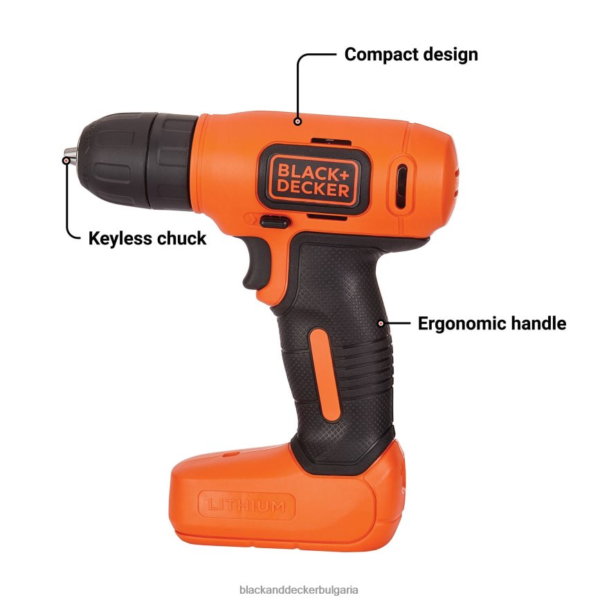 инструменти бг BLACK+DECKER 8v max акумулаторна бормашина 43 бр. комплект проекти за домашен декор V8R6ZD557