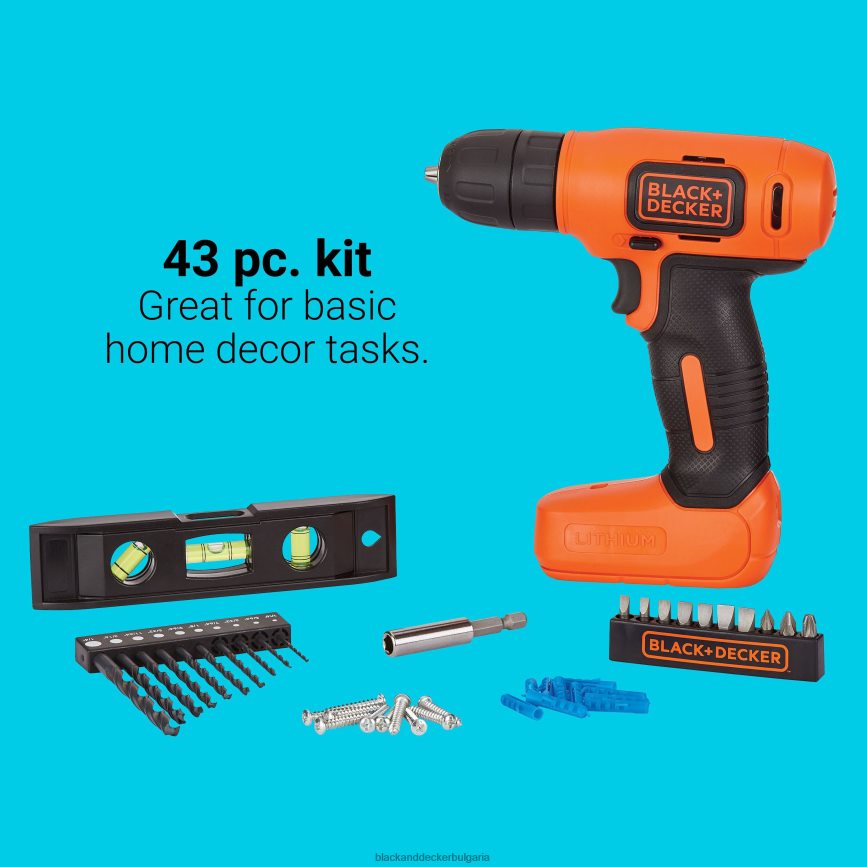 инструменти бг BLACK+DECKER 8v max акумулаторна бормашина 43 бр. комплект проекти за домашен декор V8R6ZD557