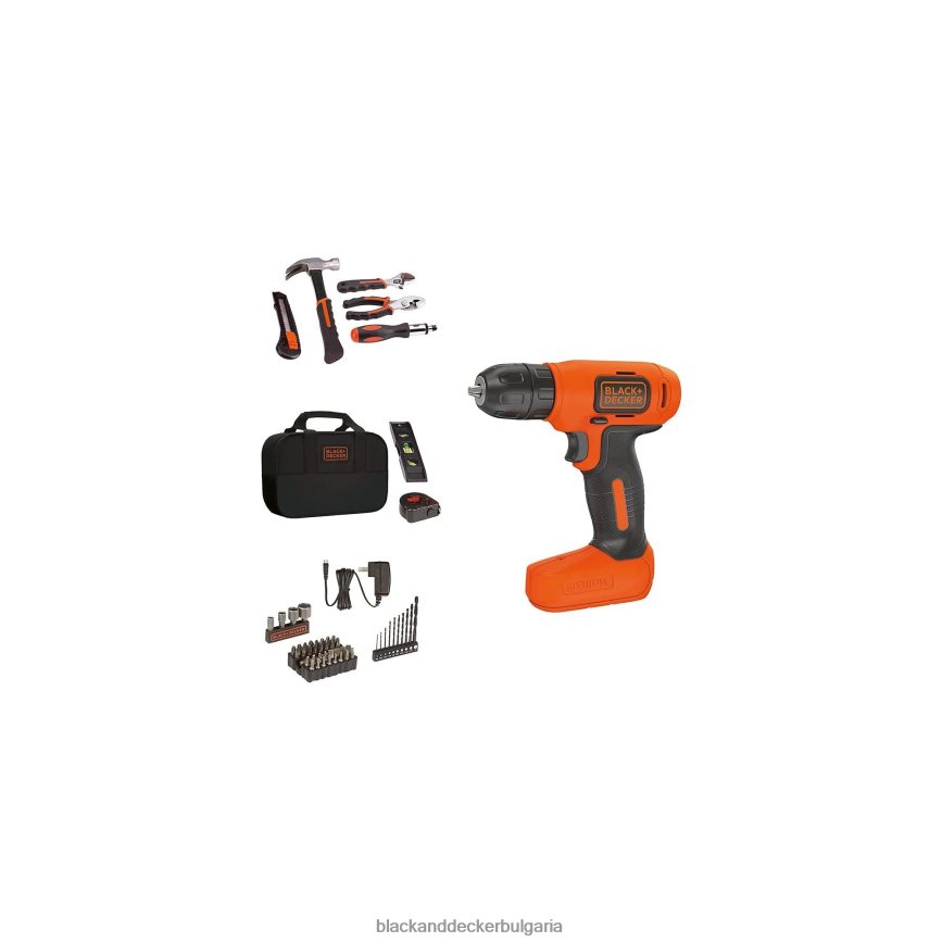 инструменти бг BLACK+DECKER 8v max бормашина и комплект инструменти за дома 57 части V8R6ZD556