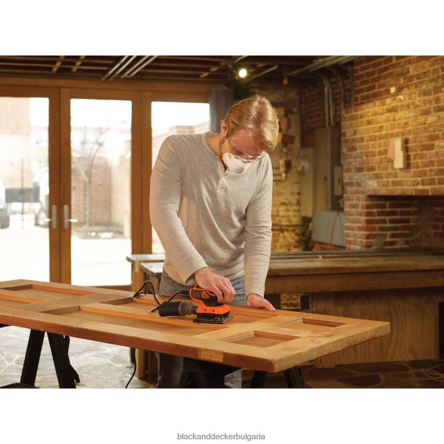 инструменти бг BLACK+DECKER 2,0 ампера електрическа 1/4 листова орбитална шлайфмашина V8R6ZD623