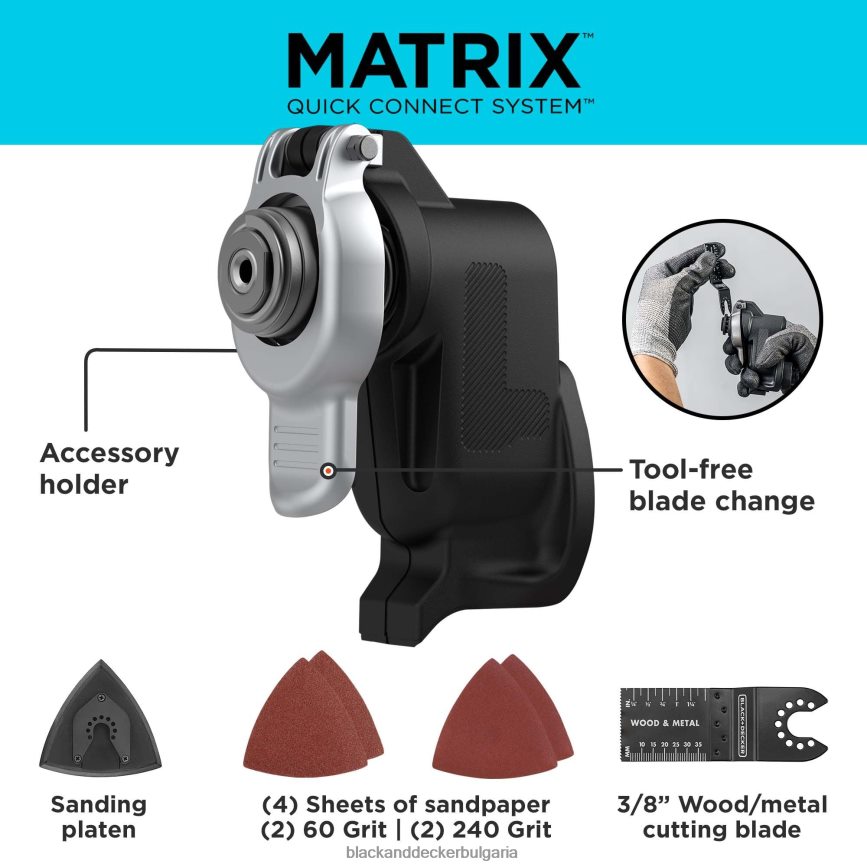 инструменти бг BLACK+DECKER матрична осцилираща приставка за многофункционални инструменти с кутия за съхранение V8R6ZD684