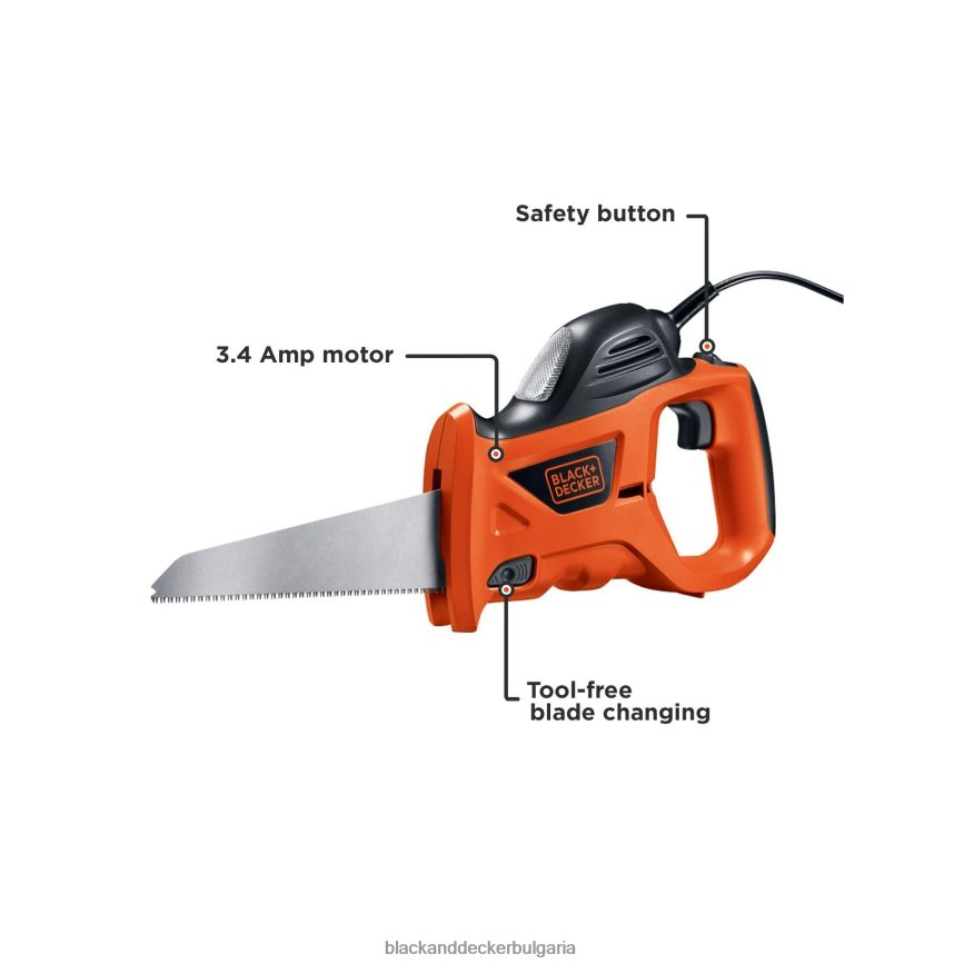 инструменти бг BLACK+DECKER електрически ръчен трион с чанта за съхранение 3,4-ам V8R6ZD669