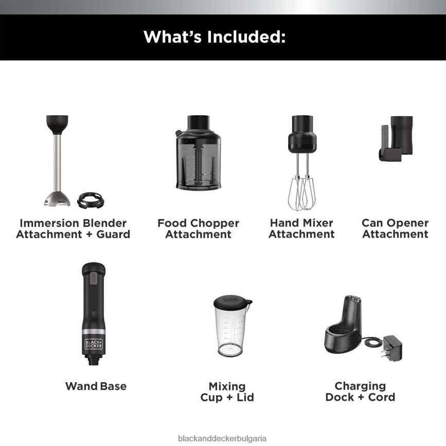 кухня бг BLACK+DECKER кухненска пръчка 4 комплект черен V8R6ZD263