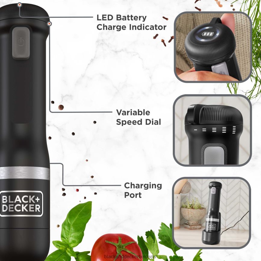 кухня бг BLACK+DECKER кухненска пръчка 4 комплект черен V8R6ZD263