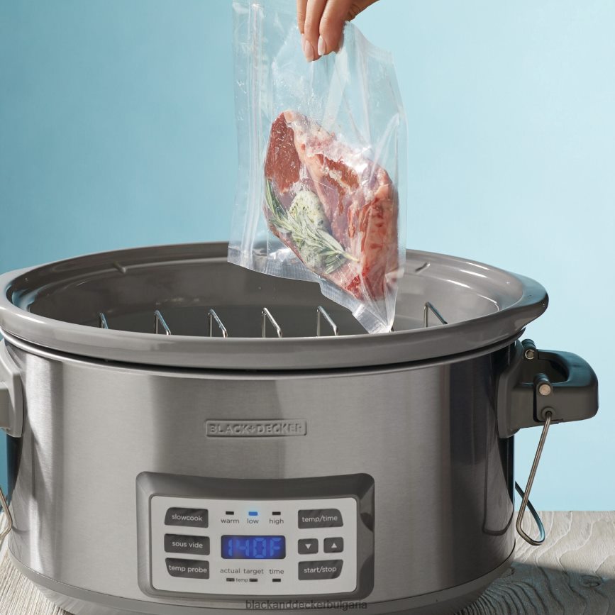 кухня бг BLACK+DECKER 7-литров дигитален уред за бавно готвене с температурна сонда, прецизен sous-vide V8R6ZD339