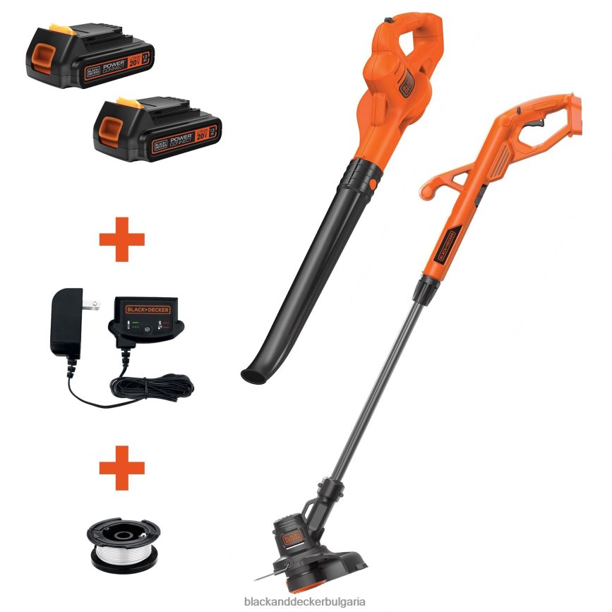 на открито бг BLACK+DECKER 20v макс. захранване 10 инча 2в1 комбиниран комплект безжичен тример за подстригване/метач V8R6ZD435