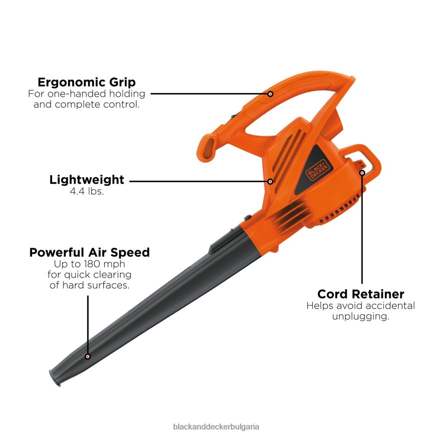 на открито бг BLACK+DECKER електрическа духалка за листа 7-ампер V8R6ZD444