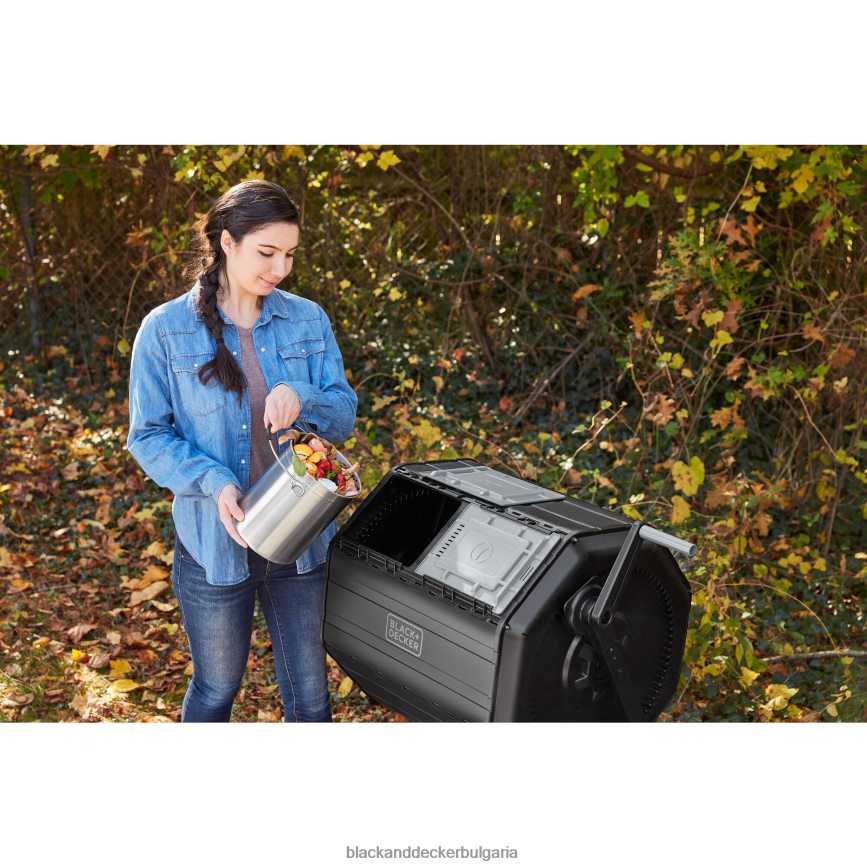 на открито бг BLACK+DECKER двукамерен барабанен компостер 40 галона V8R6ZD410
