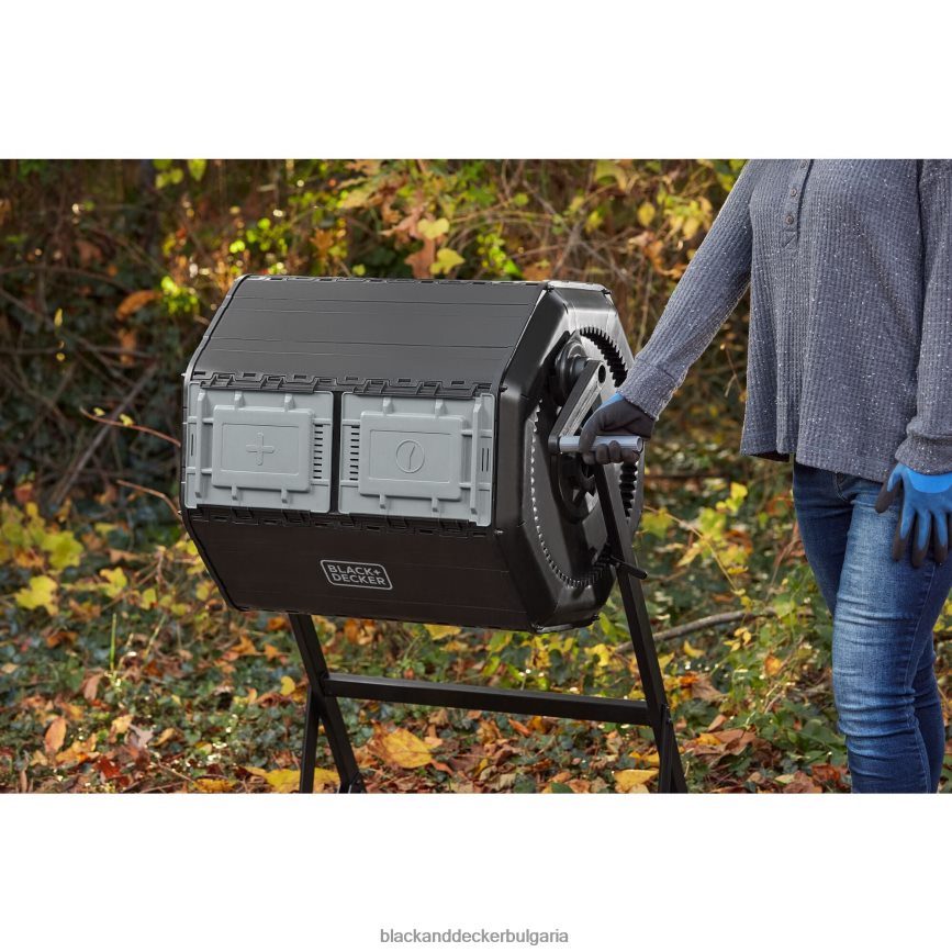 на открито бг BLACK+DECKER двукамерен барабанен компостер 40 галона V8R6ZD410
