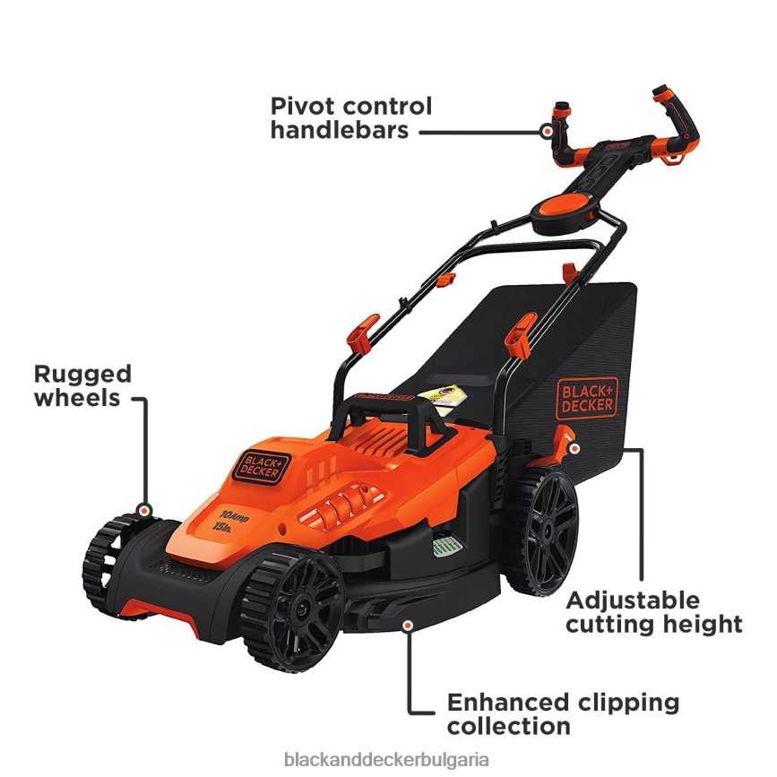 на открито бг BLACK+DECKER електрическа косачка 10 ампера 15 инча с кабел V8R6ZD427
