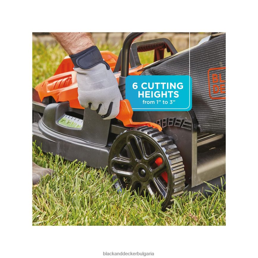 на открито бг BLACK+DECKER електрическа косачка за трева с дръжка за велосипед 15-инчов 10-амперов кабел V8R6ZD418