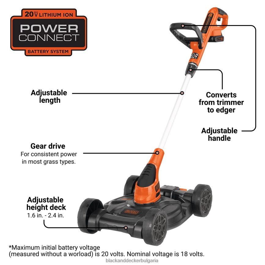 на открито бг BLACK+DECKER 20v max литиева 12-инчова компактна косачка 3 в 1 V8R6ZD414