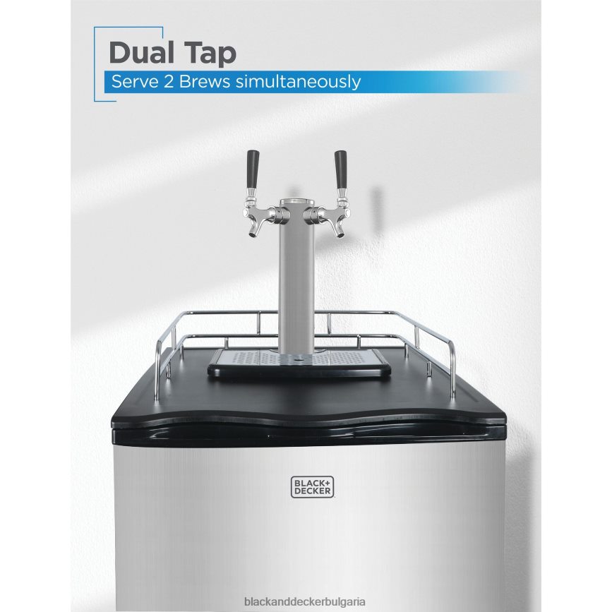 на открито бг BLACK+DECKER 21,1 инча 6,1 куб. фута двоен кран за бира от неръждаема стомана V8R6ZD459
