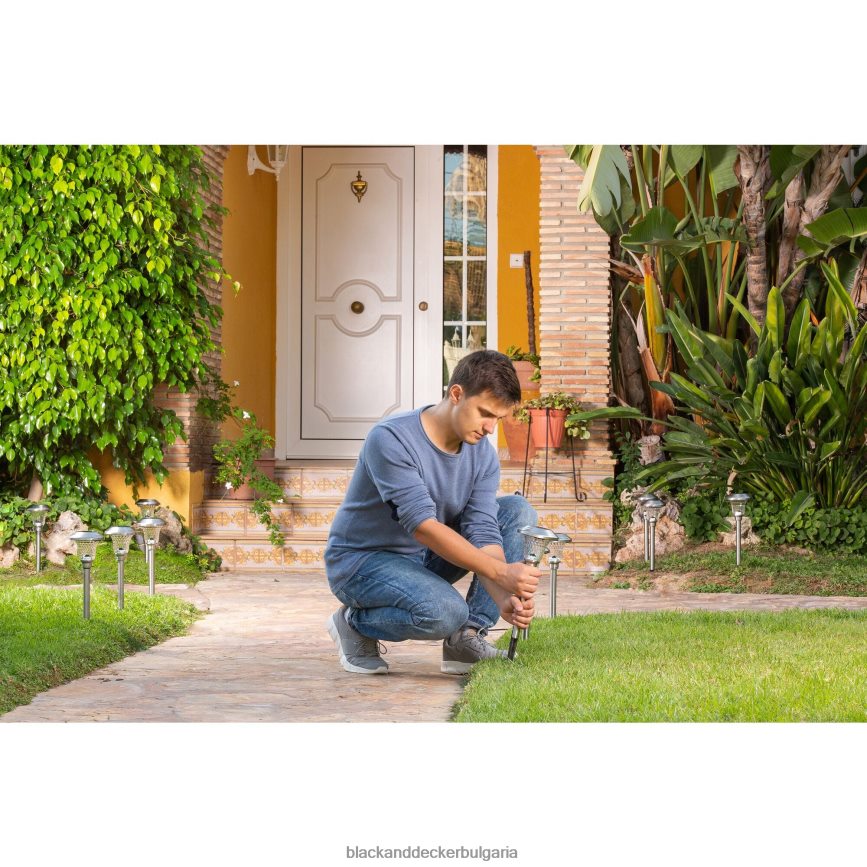 на открито бг BLACK+DECKER външно соларно осветление - 8 бр V8R6ZD457
