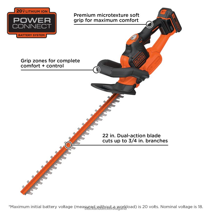 на открито бг BLACK+DECKER 20v максимум литиев 22-инчов тример за жив плет V8R6ZD514