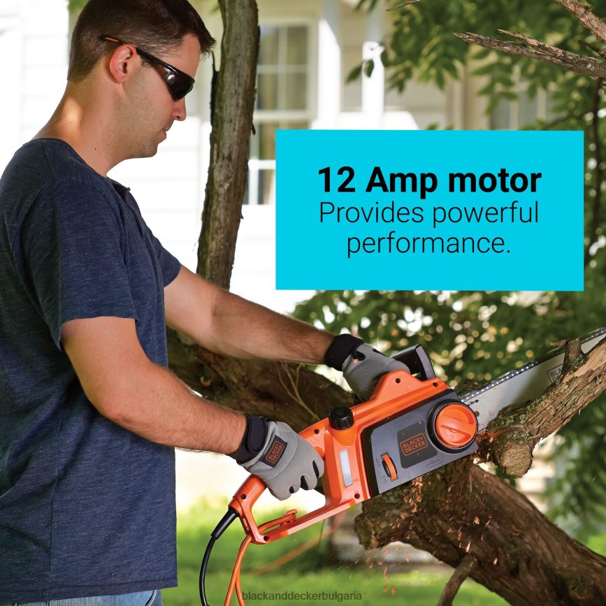 на открито бг BLACK+DECKER електрически верижен трион 16 инча 12 ампер V8R6ZD393