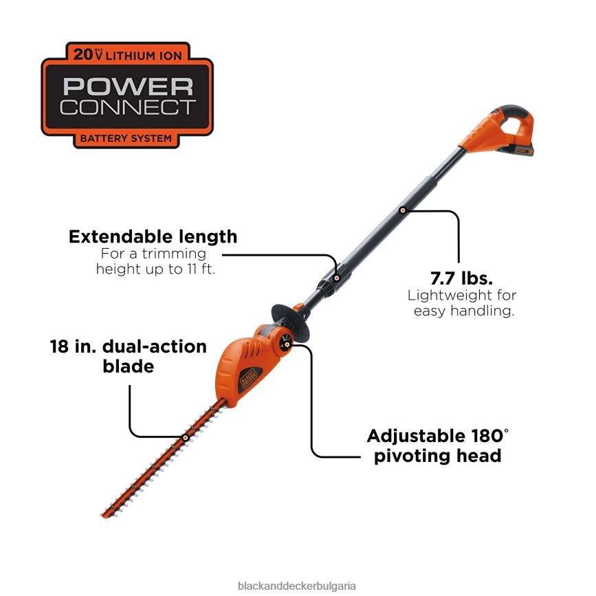 на открито бг BLACK+DECKER 20v max безжична ножица за жив плет 18 инча V8R6ZD397