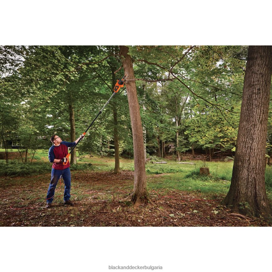 на открито бг BLACK+DECKER 8 ампера 10 инча 2-в-1 електрически стълбов верижен трион V8R6ZD399