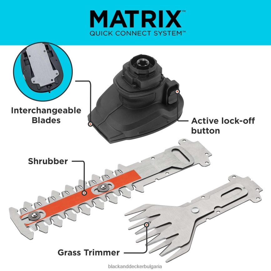 на открито бг BLACK+DECKER матрична приставка за ножици за храсти с кутия за съхранение V8R6ZD403