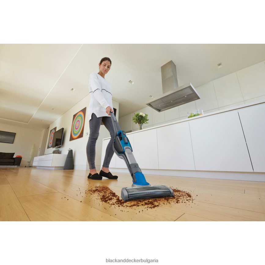 почистване бг BLACK+DECKER безжична литиева прахосмукачка 2 в 1 стик (дълбоко океанско синьо) V8R6ZD66