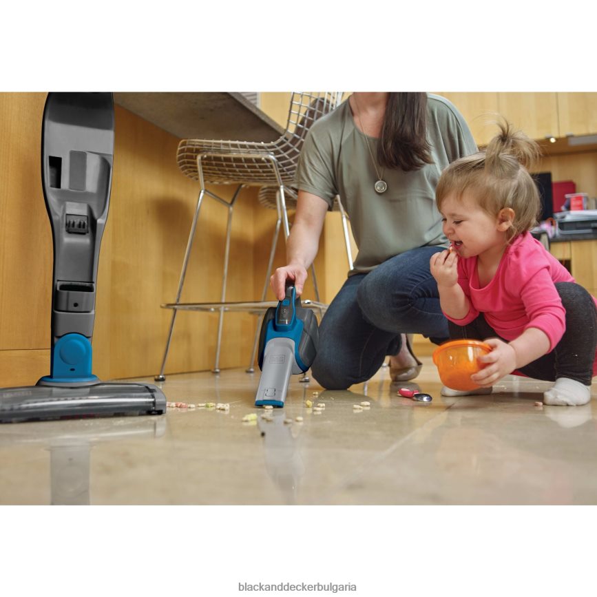почистване бг BLACK+DECKER безжична литиева прахосмукачка 2 в 1 стик (дълбоко океанско синьо) V8R6ZD66