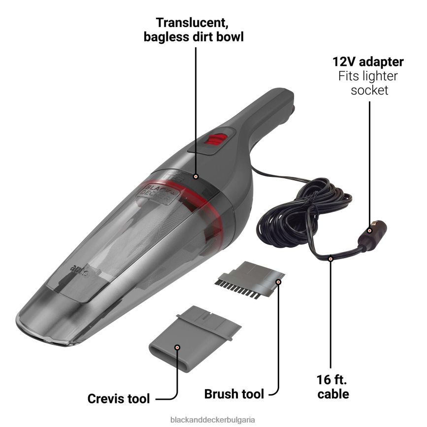 почистване бг BLACK+DECKER dustbuster 12v max dc quickclean ръчна прахосмукачка сива V8R6ZD51