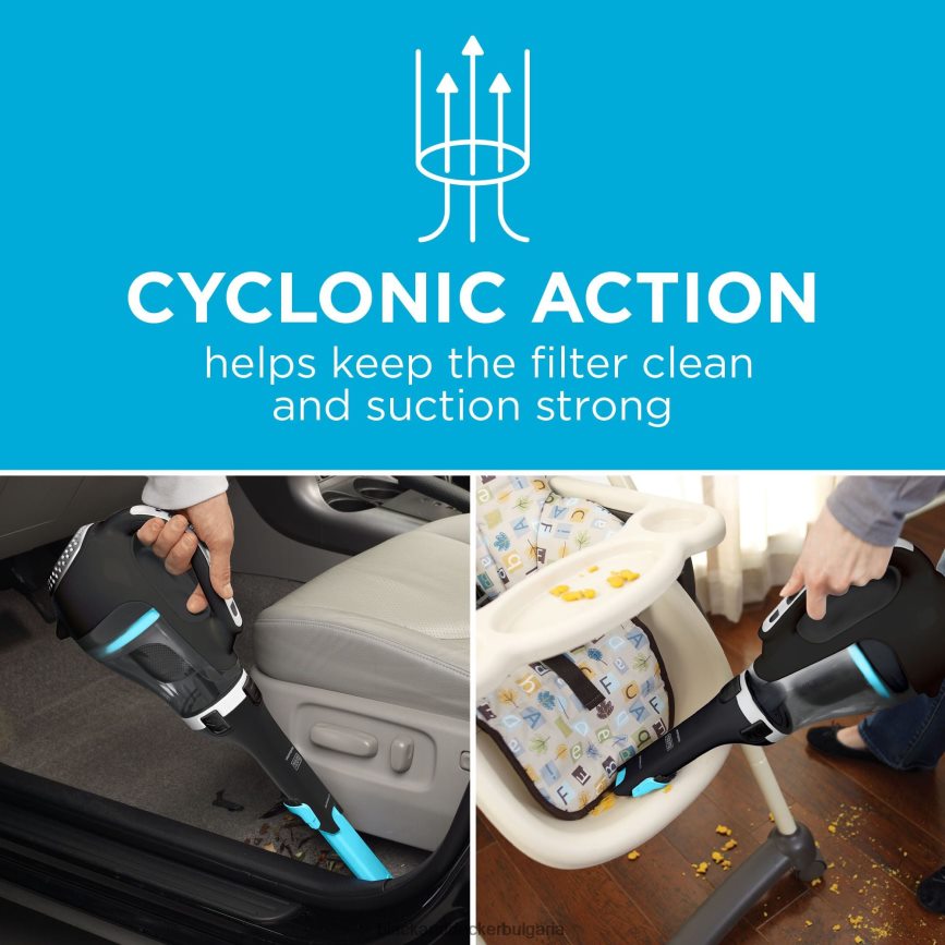 почистване бг BLACK+DECKER въртяща се безжична ръчна прахосмукачка dustbuster V8R6ZD17