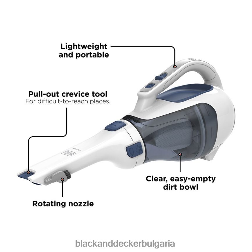 почистване бг BLACK+DECKER dustbuster ръчна вакуумна безжична мастило със синьо V8R6ZD44