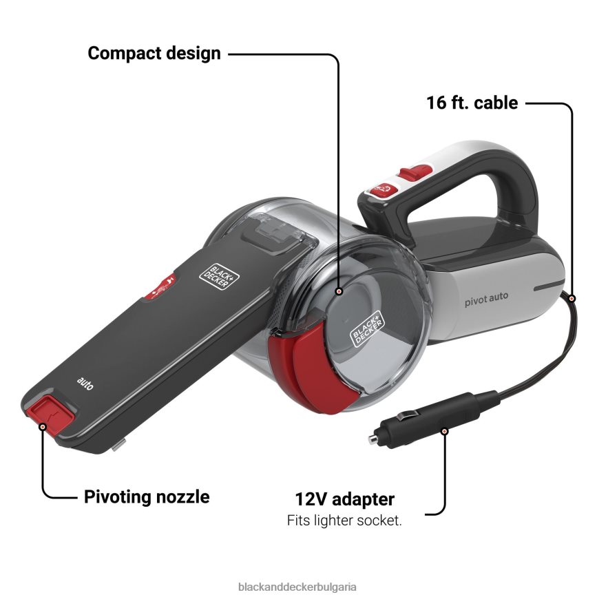 почистване бг BLACK+DECKER pivot vac 12v max dc ръчен вакуум за кола черен V8R6ZD47