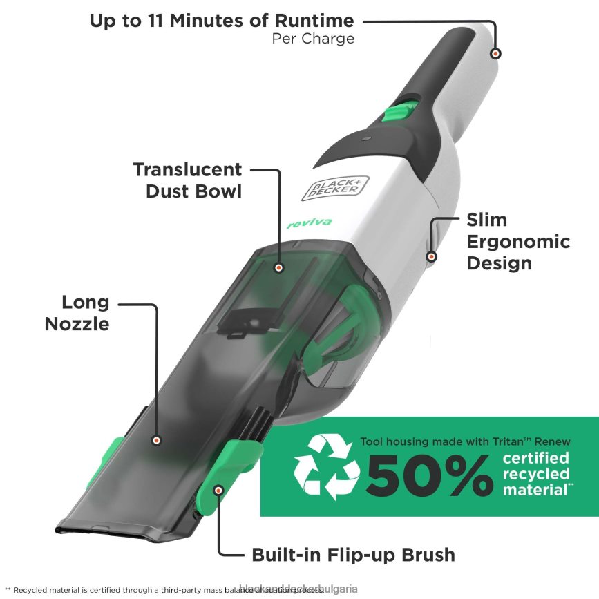 почистване бг BLACK+DECKER безкабелна ръчна прахосмукачка reviva 8v max със зарядно устройство, филтър и инструмент за четка V8R6ZD10